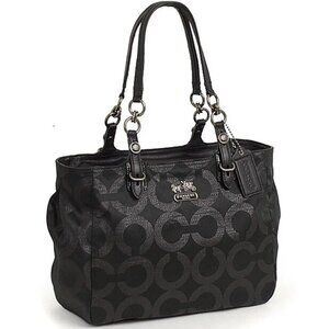 Euc Coach Mia Metallic Lurex Black Shoulder Bag w/Wristlet